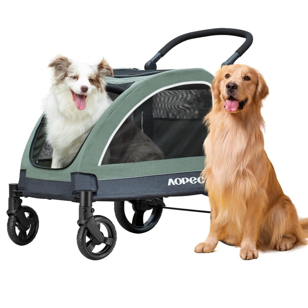 Large Dog Stroller - Dual Entry Safety Folding Pet Stroller with Adjustable Handle, All-Terrain 4-Wheel, lbs Weight Capacity for Travel Outdoor Adventures - Gray Large Dog Stroller - Dual Entry Safety Folding Pet Stroller with Adjustable Handle, All-Terrain 4-Wheel, lbs Weight Capacity for Travel Outdoor Adventures - Gray