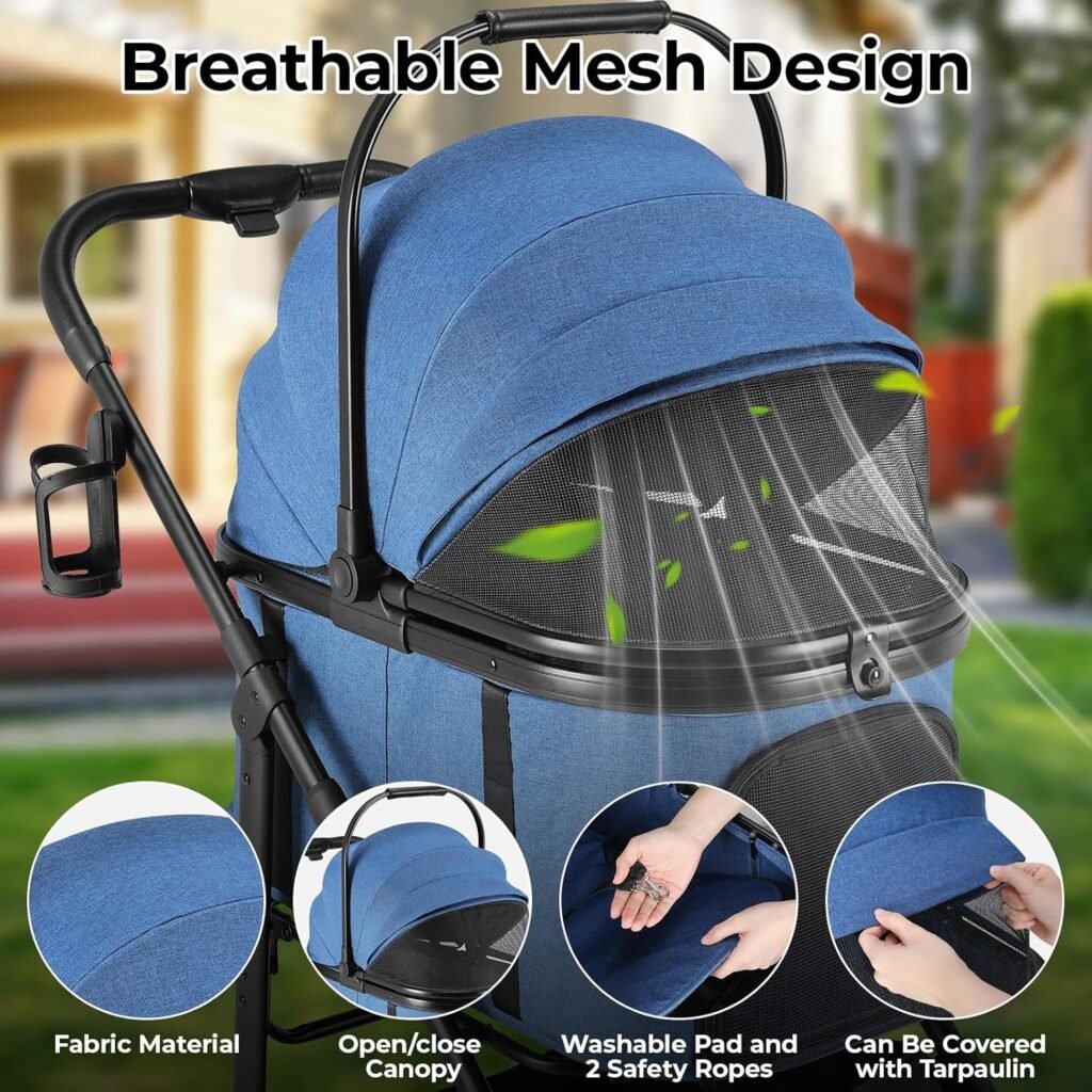 MAMIZO Pet Stroller for Medium Dogs Cats Up to lbs, All-Terrain 3-in-1 Dog Stroller with Detachable Carrier, Rubber Wheels, One-Click Folding, Storage Basket Cup Holder, for Senior Dogs Cats MAMIZO Pet Stroller for Medium Dogs Cats Up to lbs, All-Terrain 3-in-1 Dog Stroller with Detachable Carrier, Rubber Wheels, One-Click Folding, Storage Basket Cup Holder, for Senior Dogs Cats