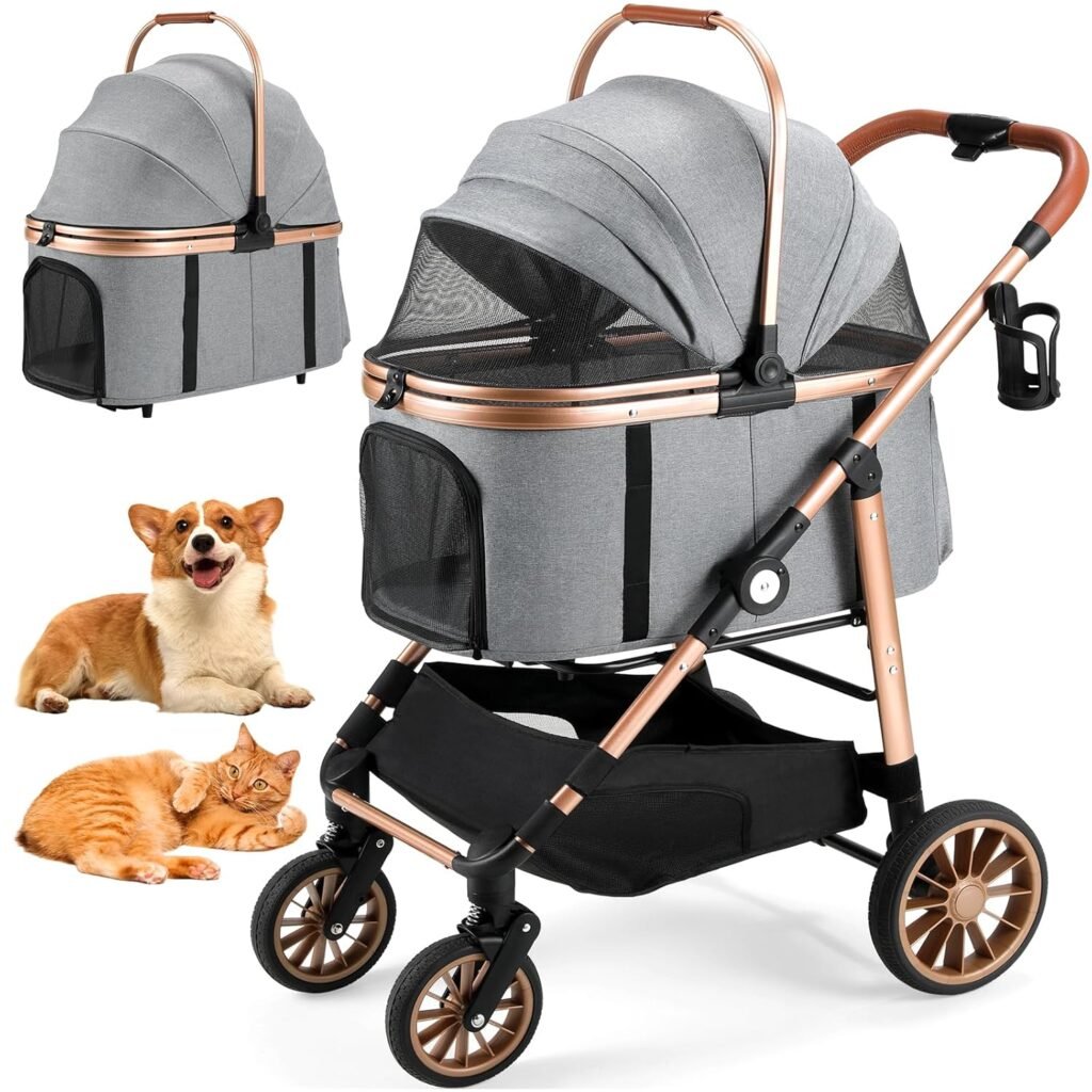 MAMIZO Pet Stroller for Medium Dogs Cats Up to lbs, All-Terrain 3-in-1 Dog Stroller with Detachable Carrier, Rubber Wheels, One-Click Folding, Storage Basket Cup Holder, for Senior Dogs Cats MAMIZO Pet Stroller for Medium Dogs Cats Up to lbs, All-Terrain 3-in-1 Dog Stroller with Detachable Carrier, Rubber Wheels, One-Click Folding, Storage Basket Cup Holder, for Senior Dogs Cats