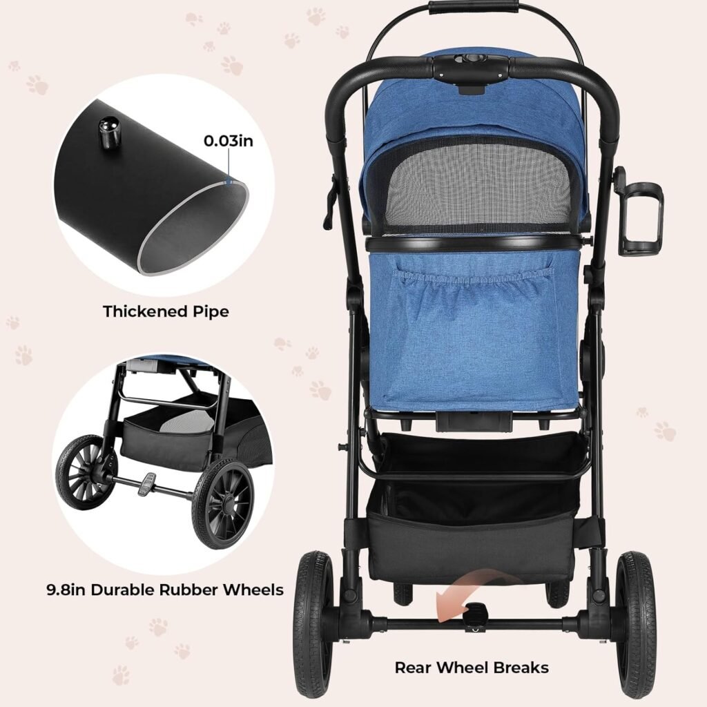 MAMIZO Pet Stroller for Medium Dogs Cats Up to lbs, All-Terrain 3-in-1 Dog Stroller with Detachable Carrier, Rubber Wheels, One-Click Folding, Storage Basket Cup Holder, for Senior Dogs Cats MAMIZO Pet Stroller for Medium Dogs Cats Up to lbs, All-Terrain 3-in-1 Dog Stroller with Detachable Carrier, Rubber Wheels, One-Click Folding, Storage Basket Cup Holder, for Senior Dogs Cats