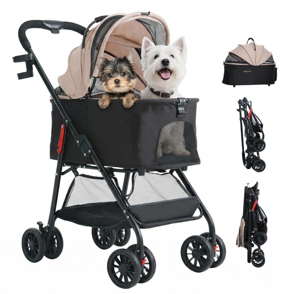 MILALOUIS Dog Stroller, Pet Cradle for Medium Dog, Lightweight Foldable Dog Stroller for Multiple Small Pets Durable PU 4-Wheel Dog Strollers, Pet Stroller for Dogs Cats up to 25Lbs MILALOUIS Dog Stroller, Pet Cradle for Medium Dog, Lightweight Foldable Dog Stroller for Multiple Small Pets Durable PU 4-Wheel Dog Strollers, Pet Stroller for Dogs Cats up to 25Lbs