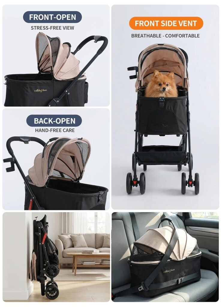 MILALOUIS Dog Stroller, Pet Cradle for Medium Dog, Lightweight Foldable Dog Stroller for Multiple Small Pets Durable PU 4-Wheel Dog Strollers, Pet Stroller for Dogs Cats up to 25Lbs MILALOUIS Dog Stroller, Pet Cradle for Medium Dog, Lightweight Foldable Dog Stroller for Multiple Small Pets Durable PU 4-Wheel Dog Strollers, Pet Stroller for Dogs Cats up to 25Lbs