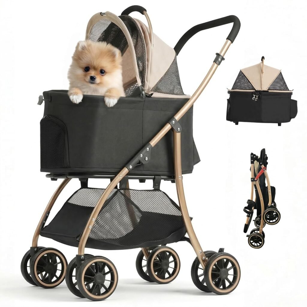 MILALOUIS Dog Stroller, Pet Cradle for Medium Dog, Lightweight Foldable Dog Stroller for Multiple Small Pets Durable PU 4-Wheel Dog Strollers, Pet Stroller for Dogs Cats up to 25Lbs MILALOUIS Dog Stroller, Pet Cradle for Medium Dog, Lightweight Foldable Dog Stroller for Multiple Small Pets Durable PU 4-Wheel Dog Strollers, Pet Stroller for Dogs Cats up to 25Lbs