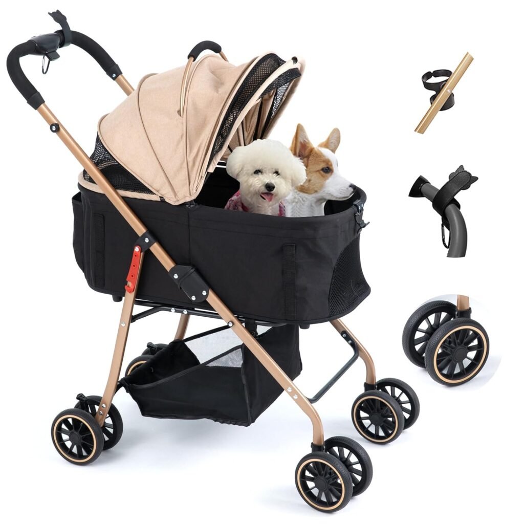 MILALOUIS Dog Stroller, Pet Cradle for Medium Dog, Lightweight Foldable Dog Stroller for Multiple Small Pets Durable PU 4-Wheel Dog Strollers, Pet Stroller for Dogs Cats up to 25Lbs MILALOUIS Dog Stroller, Pet Cradle for Medium Dog, Lightweight Foldable Dog Stroller for Multiple Small Pets Durable PU 4-Wheel Dog Strollers, Pet Stroller for Dogs Cats up to 25Lbs